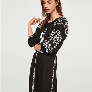 Mango Embroidered Off the Shoulder Boho Dress
